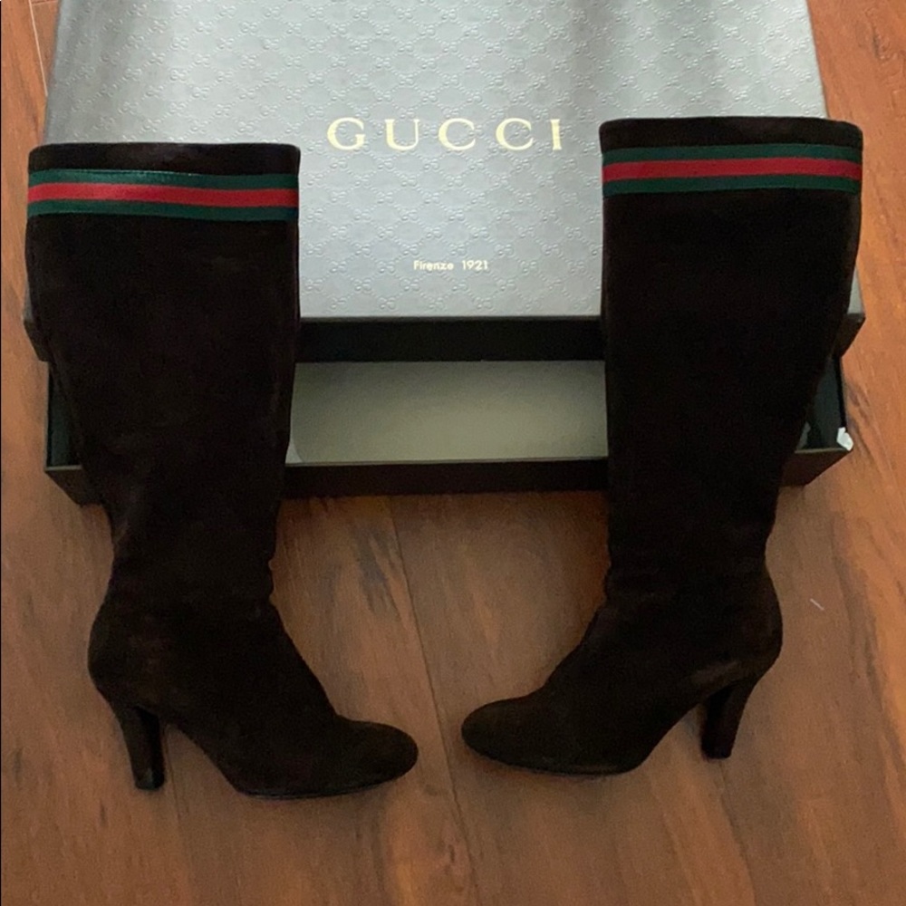 Brown Suede Gucci boots